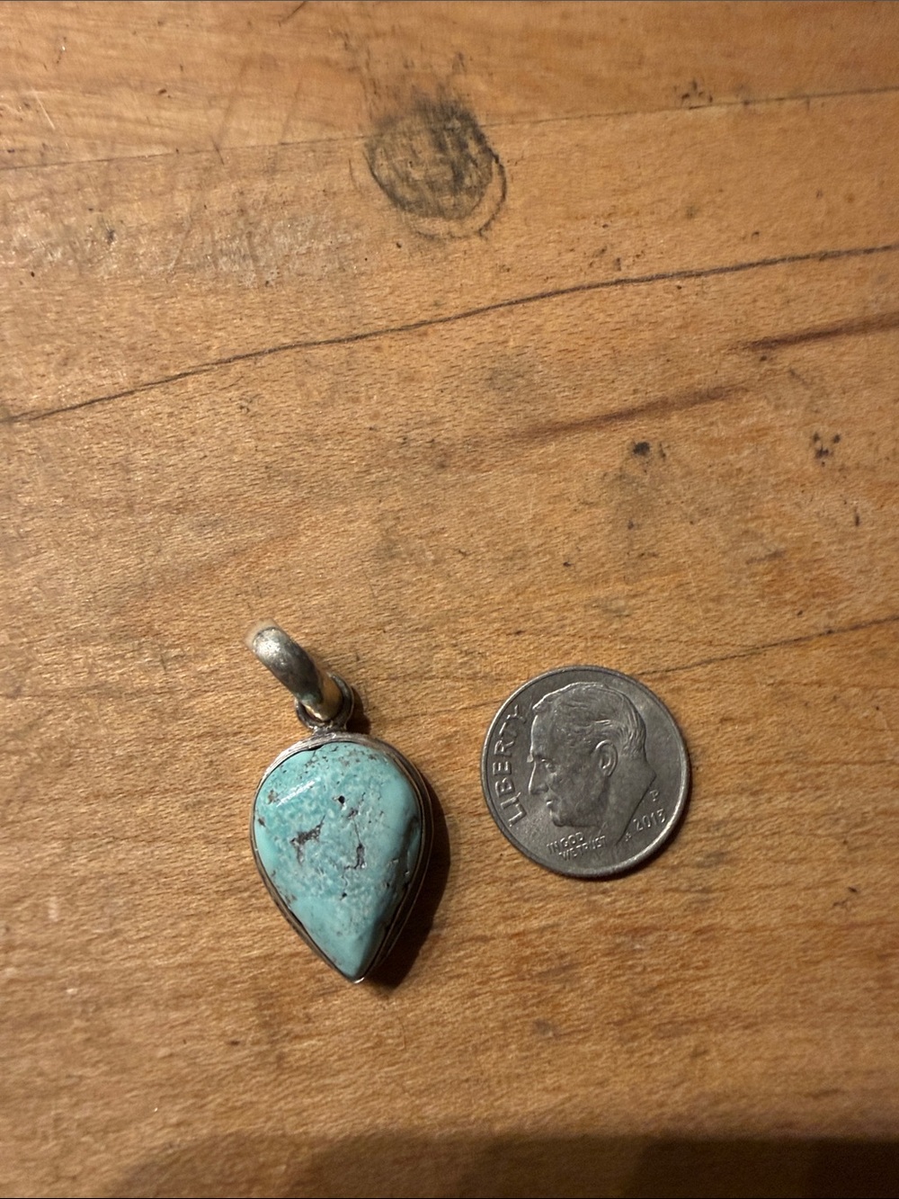 Artisan handmade Sterling Silver Turquoise Teardrop Pendant